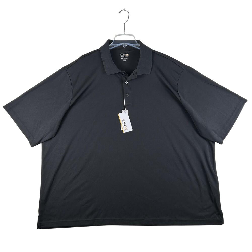 CORE365 Polo Shirt Mens 6XL Black Solid Polyester Tagless Big & Tall Knit Top